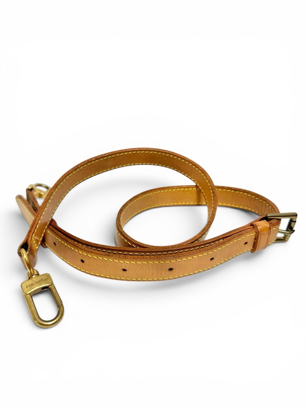 Louis Vuitton Tan Leather Adjustable Shoulder Strap with Gold Hardware